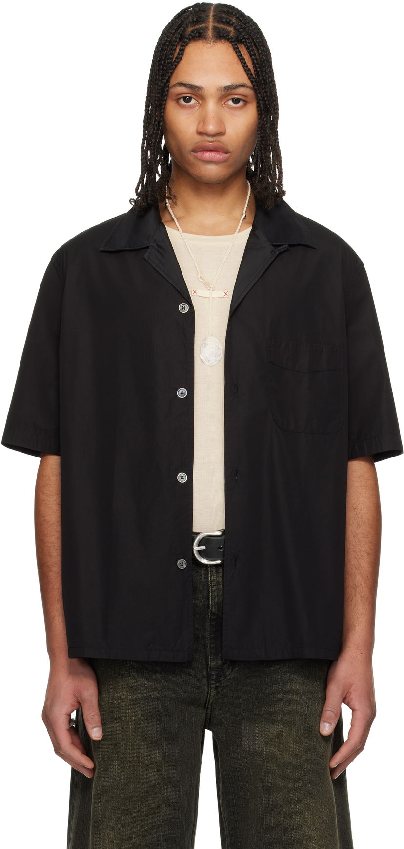 Paita OUR LEGACY Our Legacy Heusen Short Sleeve Shirt Musta | M2252HBE