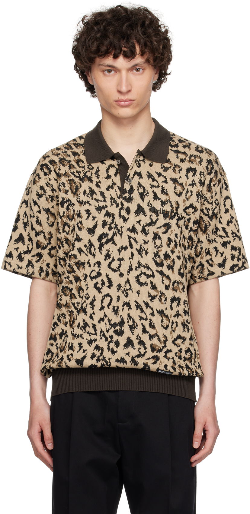 Poolopaita WACKO MARIA WACKO MARIA Jacquard Knit Polo Beige | 25SS-WMK-KN22