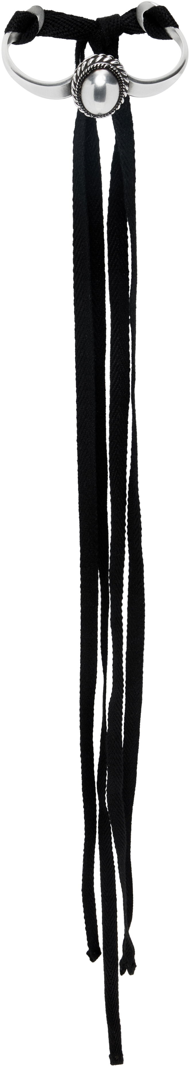 Rannerengas Ann Demeulemeester Ann Demeulemeester Leja Cabochon Cord Bracelet Musta | B0012994-JW021-070