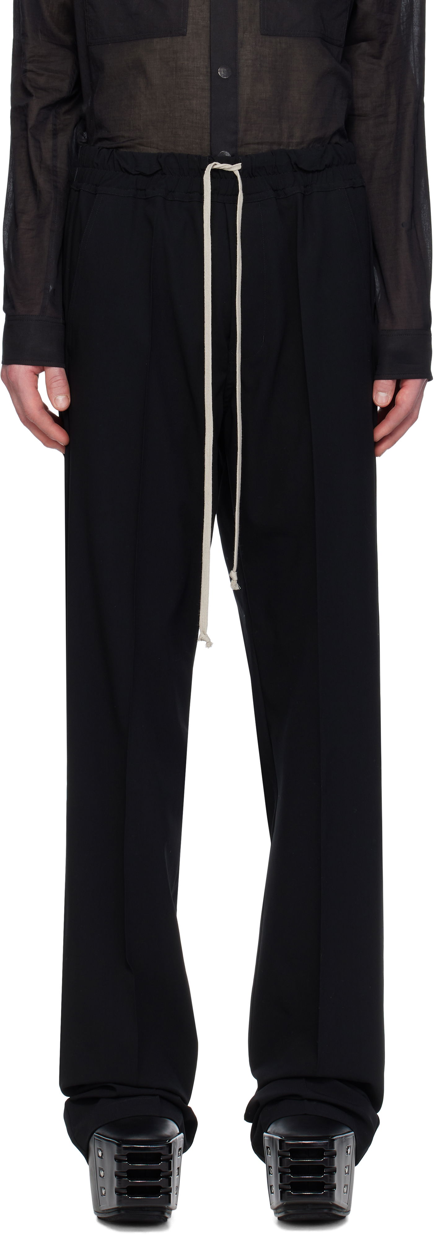 Housut Rick Owens Rick Owens Hollywood Dietrich Drawstring Trousers Musta | RU01E5378 WLP, 0