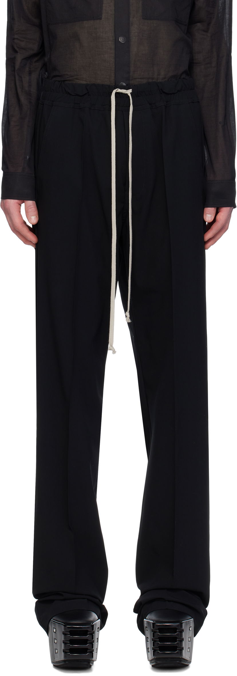 Housut Rick Owens Rick Owens Hollywood Dietrich Drawstring Trousers Musta | RU01E5378 WLP