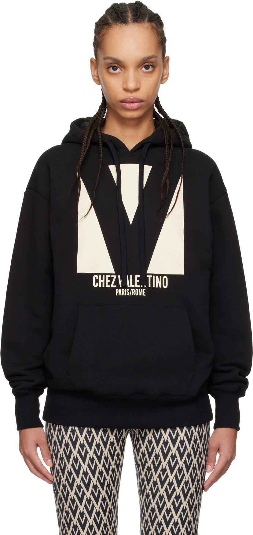 Huppari Valentino Valentino 'Chez Valentino' Print Cotton Hoodie Musta | 6B3MF24I960