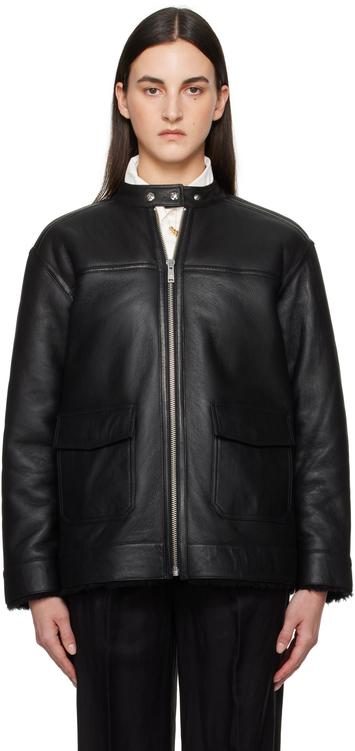 Takki Anine Bing Anine Bing Henry Shearling Jacket Musta | A-01-10450-BLK1, 0