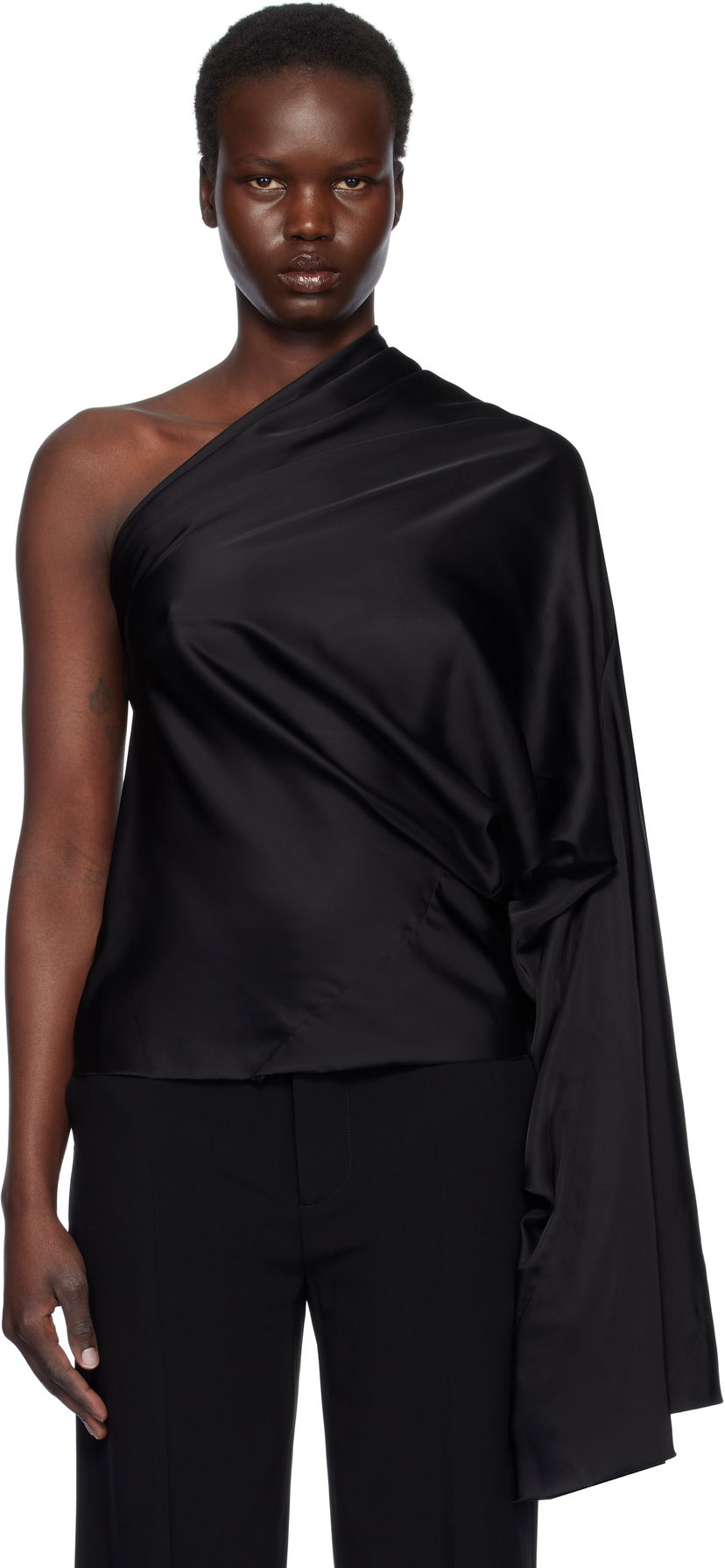 Tankkitoppi Rick Owens Rick Owens Hollywood One Sleeve Top Musta | RP01E7234 SCH