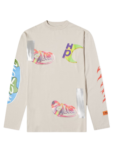 T-paita HERON PRESTON Global Collage Oversized Tee Beige | HMAB022S22JER0010945