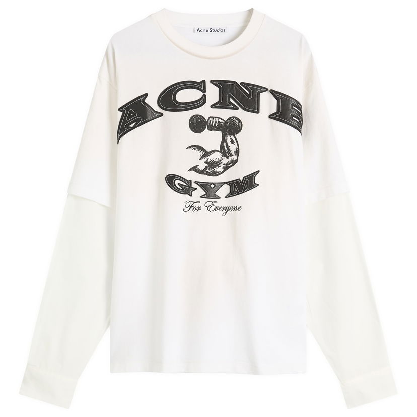T-paita Acne Studios Acne Studios Exford U Layered Long Sleeve T-Shirt, Size Small Valkoinen | CL0404-DC6