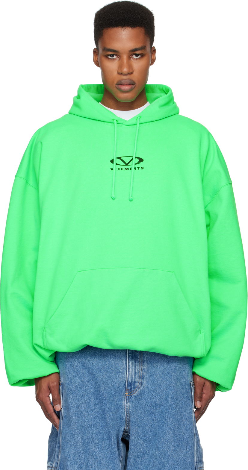 Huppari VETEMENTS Oval Logo Cropped Boxy Hoodie Vihreä | UA66HD600E
