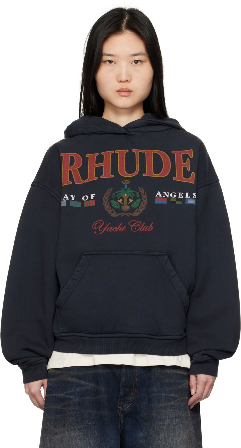 Huppari Rhude Rhude 'Bay Of Angels Yacht Club' Hoodie Tummansininen | RHPS25HO01012