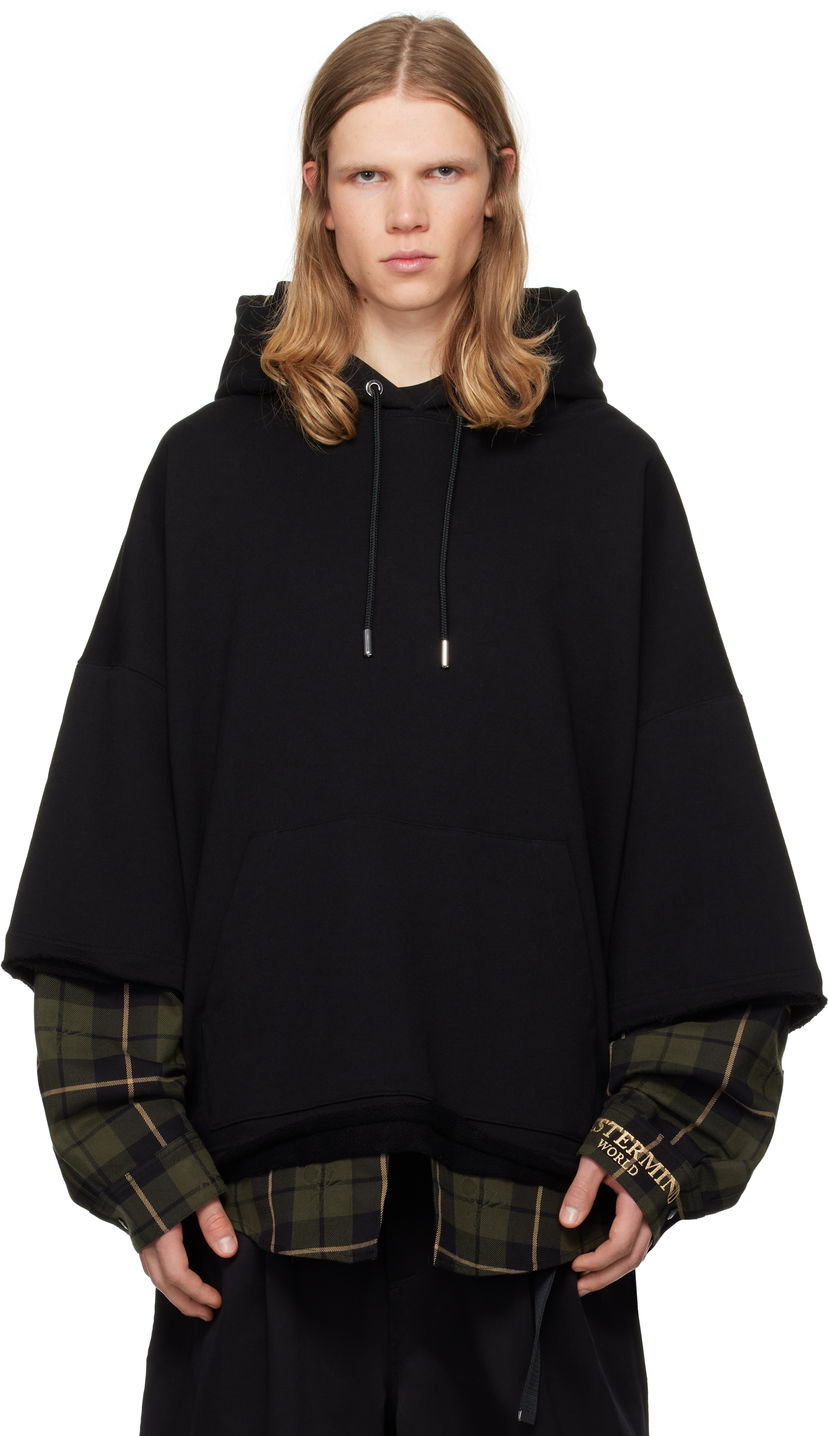 Huppari Mastermind WORLD Layered Boxy Hoodie Musta | MW24S13-SW008-900