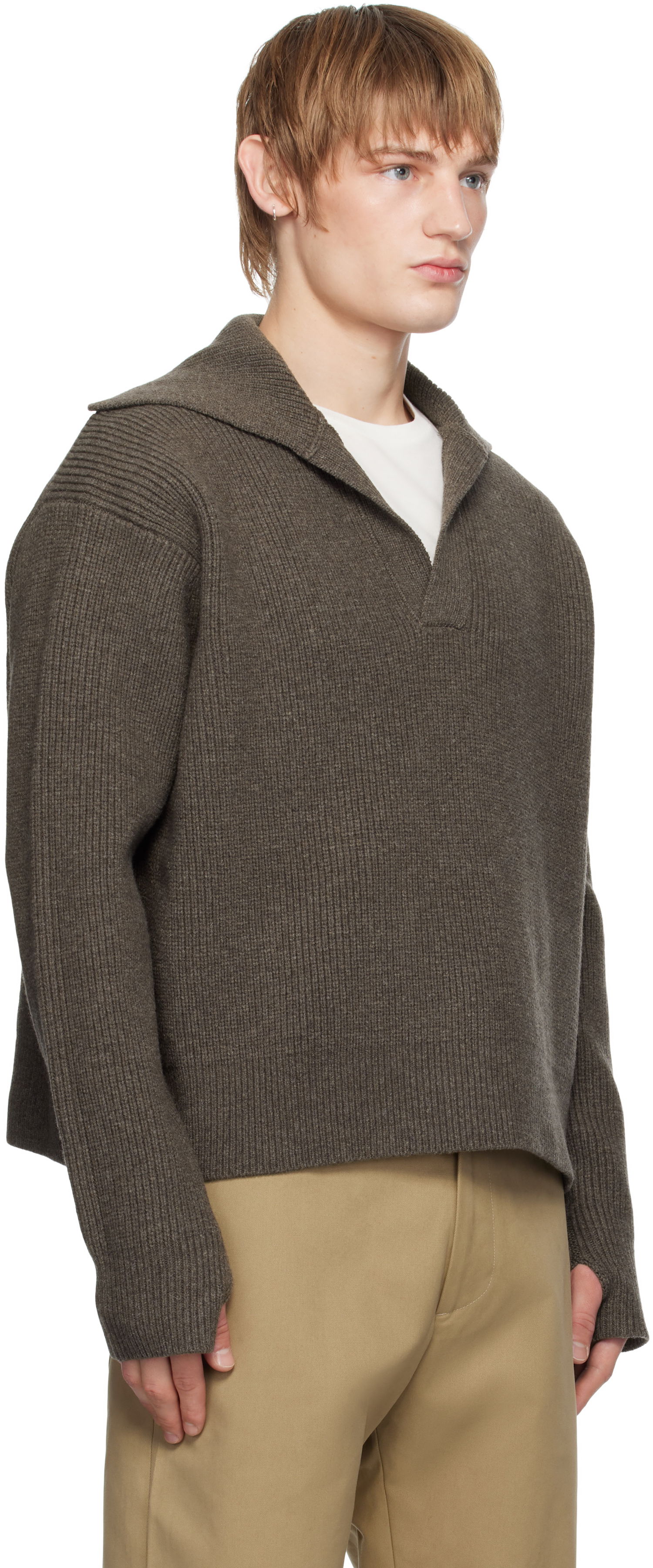 Villapaita Studio Nicholson Studio Nicholson Nash Knit Polo Ruskea | NASH SNM - 1295, 1