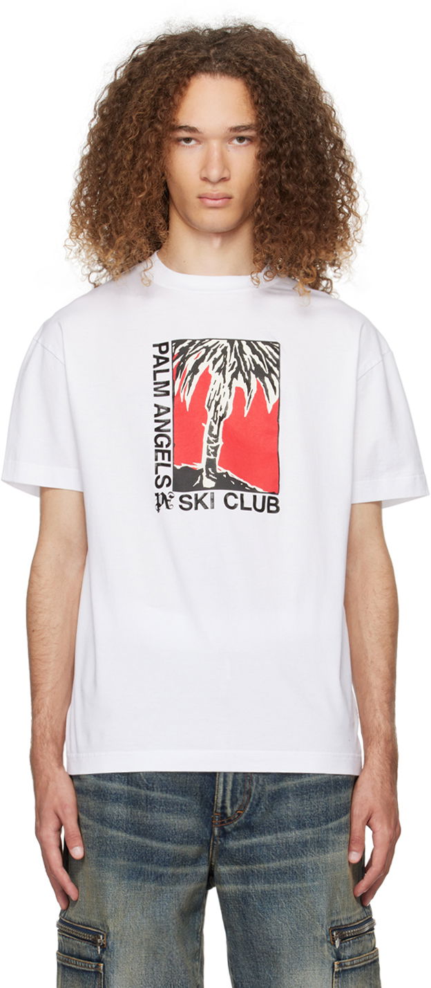 T-paita Palm Angels Ski Club Classic T-Shirt Valkoinen | PMAA001R24JER0030110