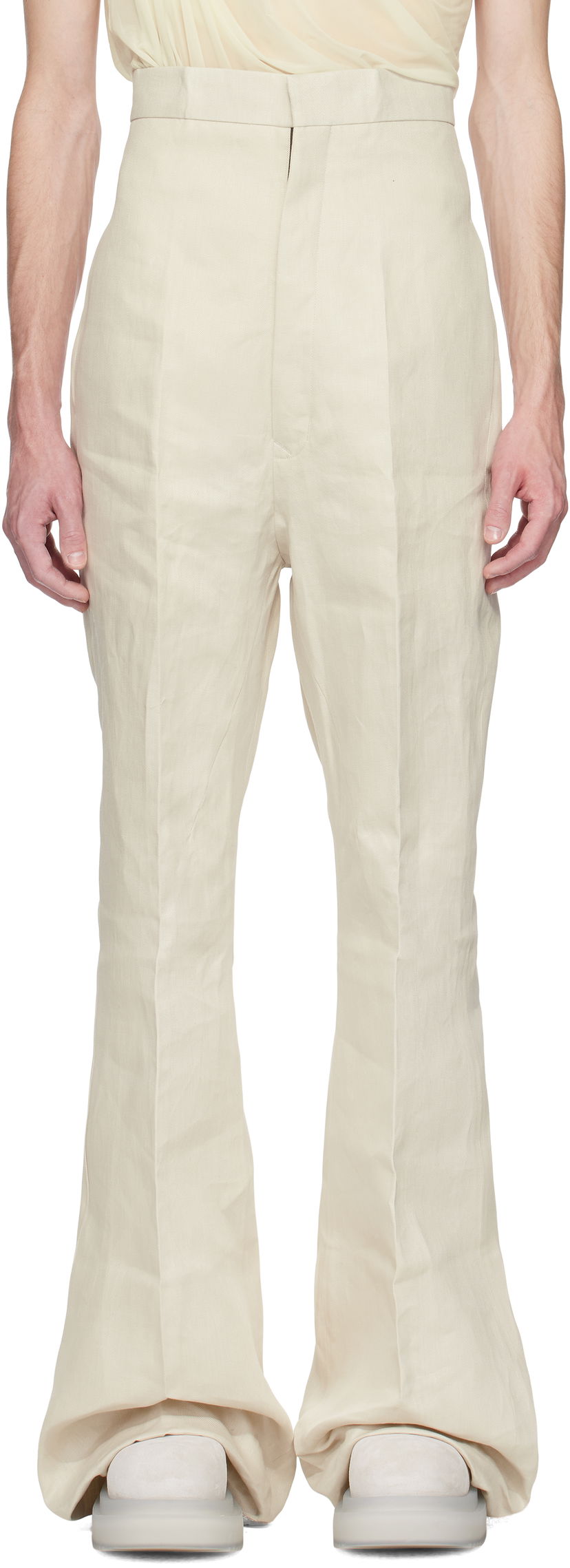 Housut Rick Owens Rick Owens Hollywood Dirt Bolan Flare Trousers Beige | RR01E5351 TWL