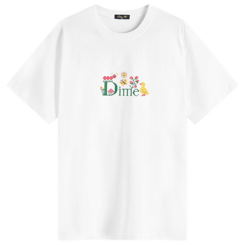 T-paita Dime Dime Classic Cross Stitch T-Shirt, Size Large Valkoinen | DIMESU2560-WHT