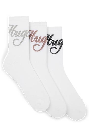 Sukat BOSS Three-pack of short-length socks with sparkly logos Valkoinen | 50546384, 0