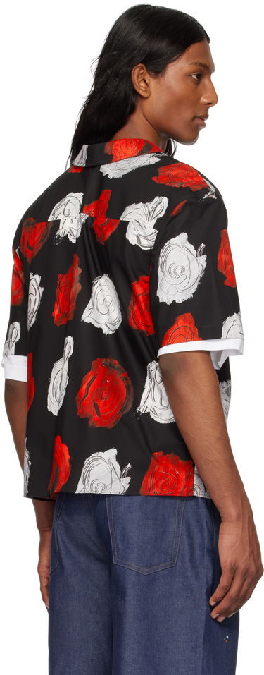 Paita Marni Marni Mercury Print Poplin Bowling Shirt Musta | CUMU0349A0 UTC499, 2
