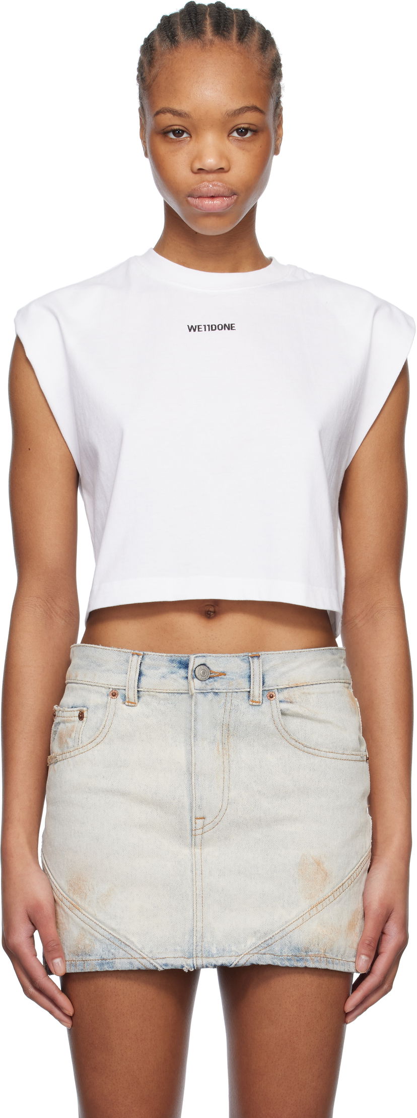 Tankkitoppi We11done We11done Sleeveless Crop Top Valkoinen | WD-TT0-25-710-W-WH