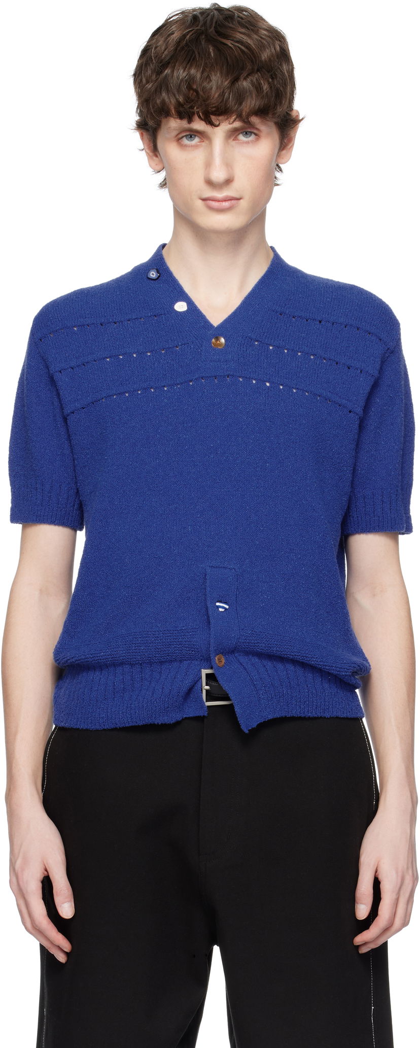 Villapaita ADER ERROR ADER error Knitted V-Neck Sweater Sininen | BO01SSKT0502BL