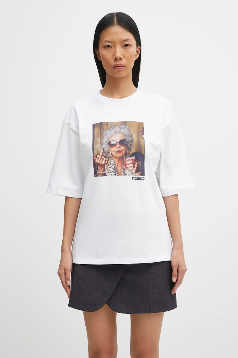 T-paita Fiorucci Oldies but Goldies Print Relaxed Fit T-Shirt Valkoinen | W25FWJTS004CJ01WH04