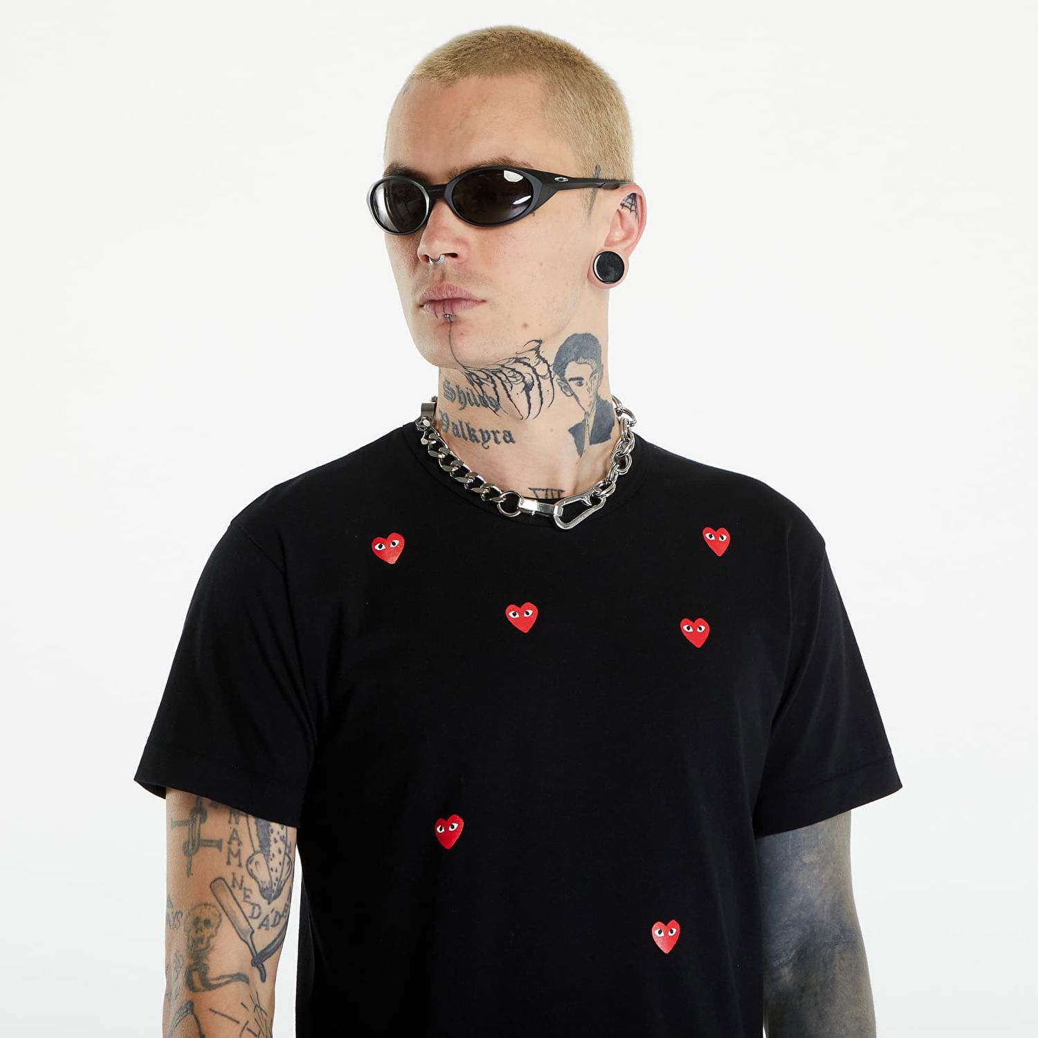 T-paita Comme des Garçons PLAY Short Sleeve Logo Print T-Shirt UNISEX Black Musta | AXT338 black, 1
