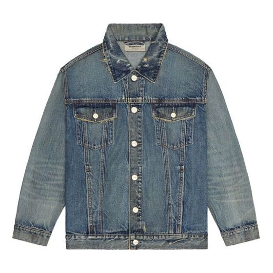 Takki Fear of God Essentials Light Denim Trucker Jacket Sininen | FOG-FW20-364