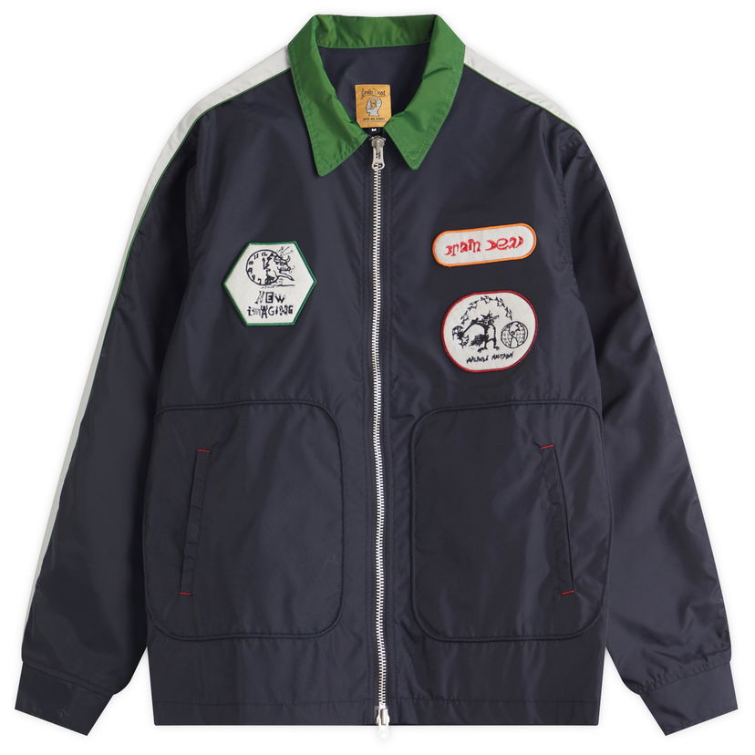 Bomber-takki Brain Dead Brain Dead Meltdown Racing Jacket, Size Large Tummansininen | BDS25O160041-NVY