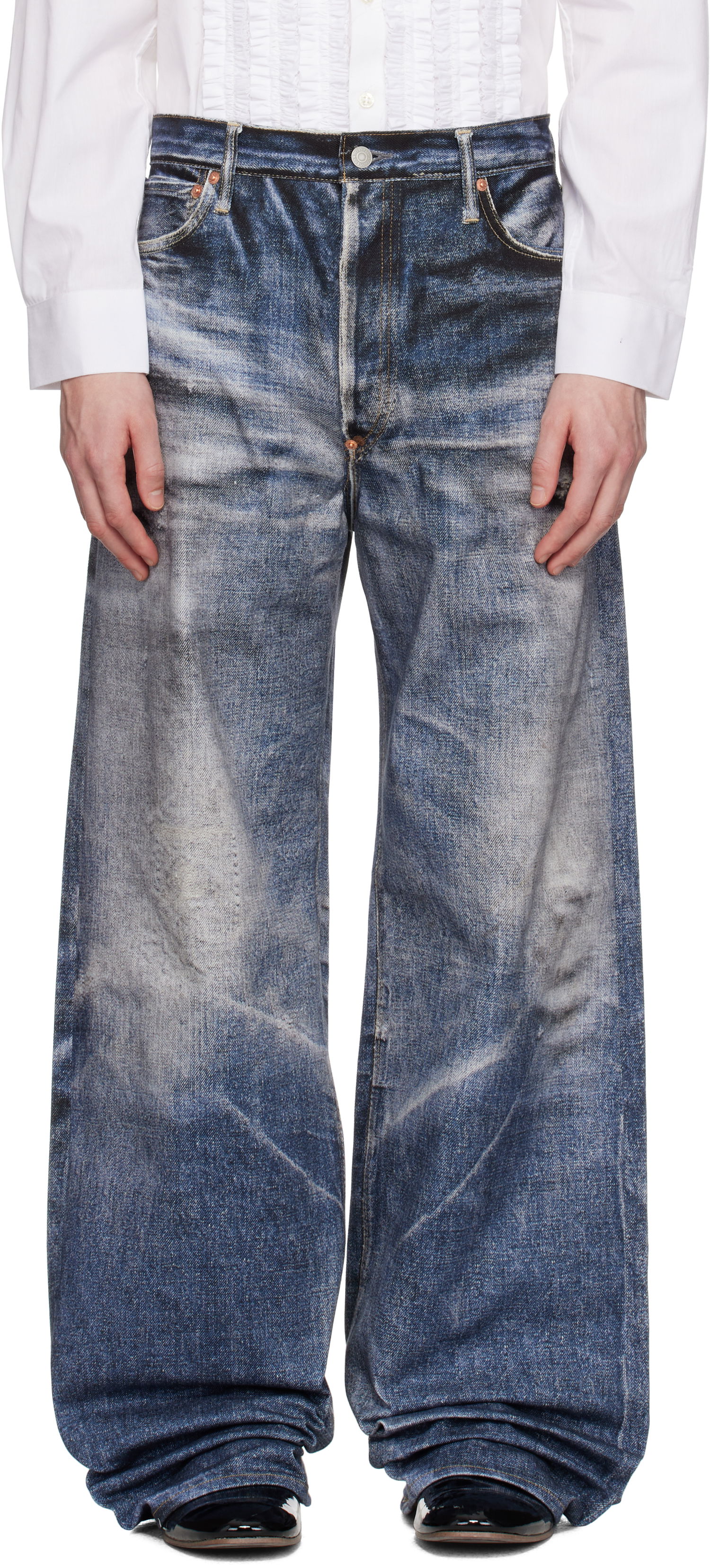 Jeans Junya Watanabe Junya Watanabe Levi's Edition Inkjet W Name Berberjin Jeans Sininen | WO-P905-100, 0