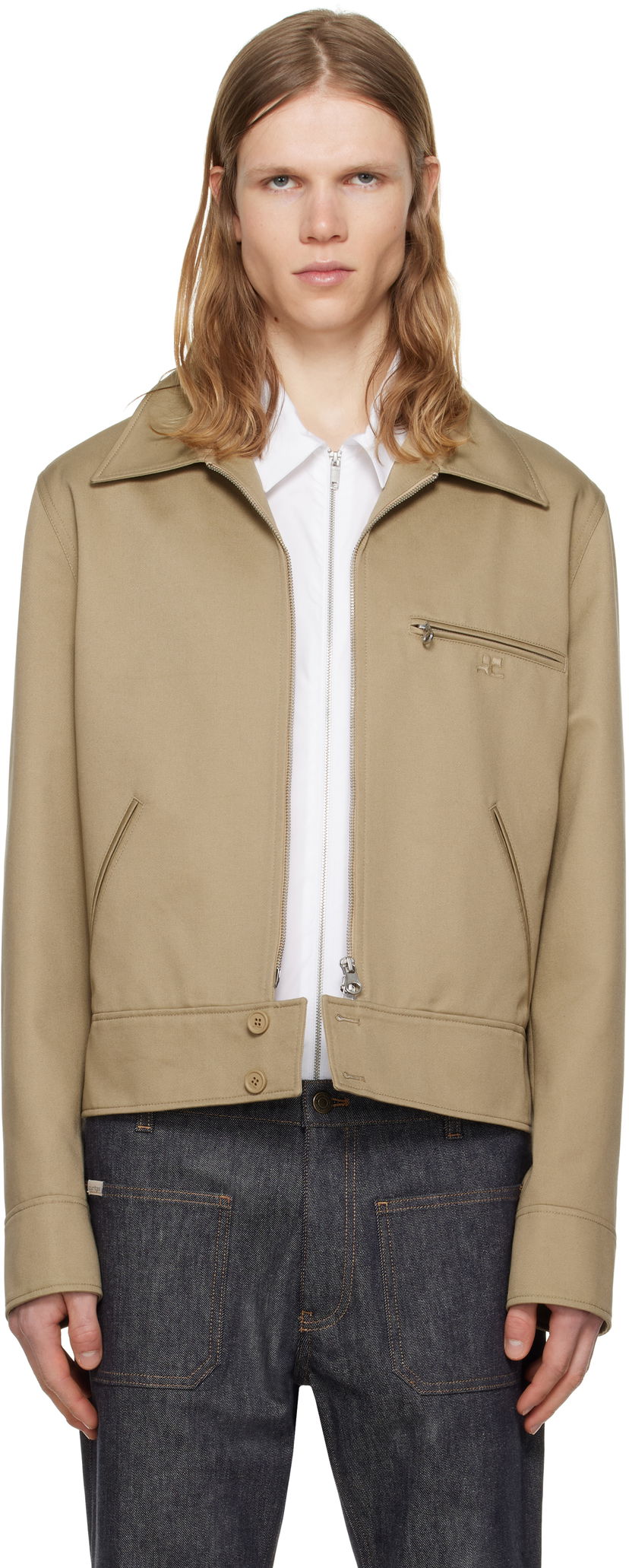 Takki Courrèges Courrèges Zipped Jacket Beige | 125CBL251PL0178