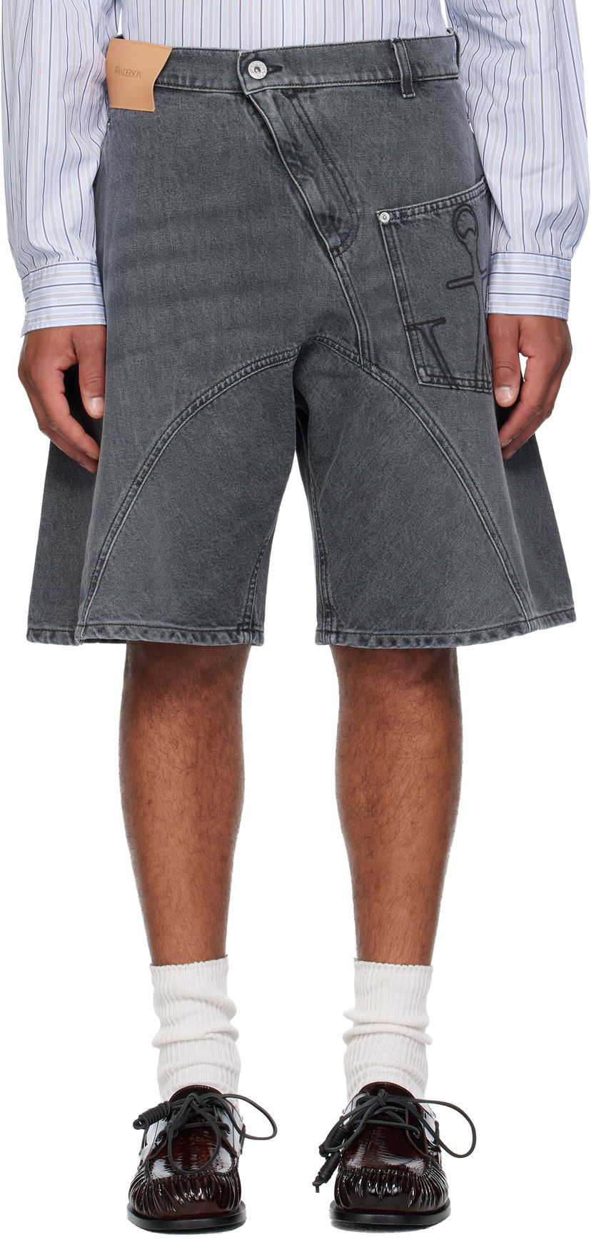 Shortsit JW Anderson Twisted Workwear Denim Shorts Harmaa | DT0123-PG1745