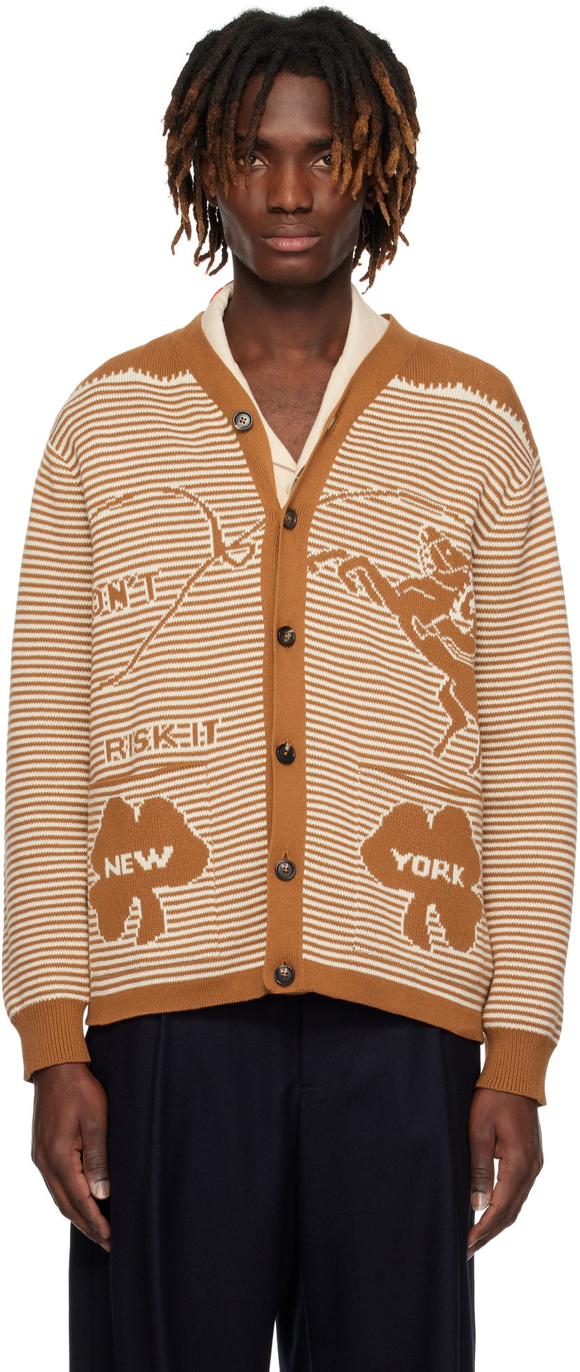 Villapaita Bode Bode Buckaroo Knit Cardigan Ruskea | MRS25KT012