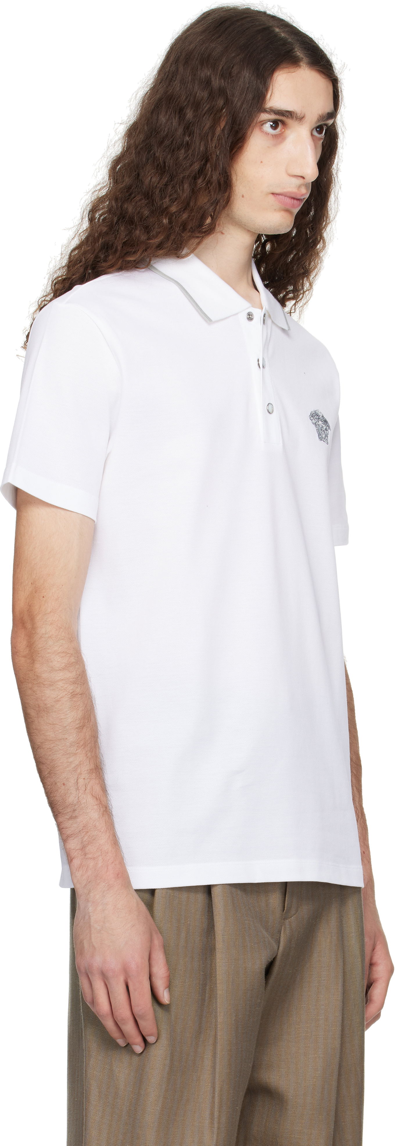 Poolopaita Versace Versace Embroidered Polo Valkoinen | 1013906_1A14975, 1