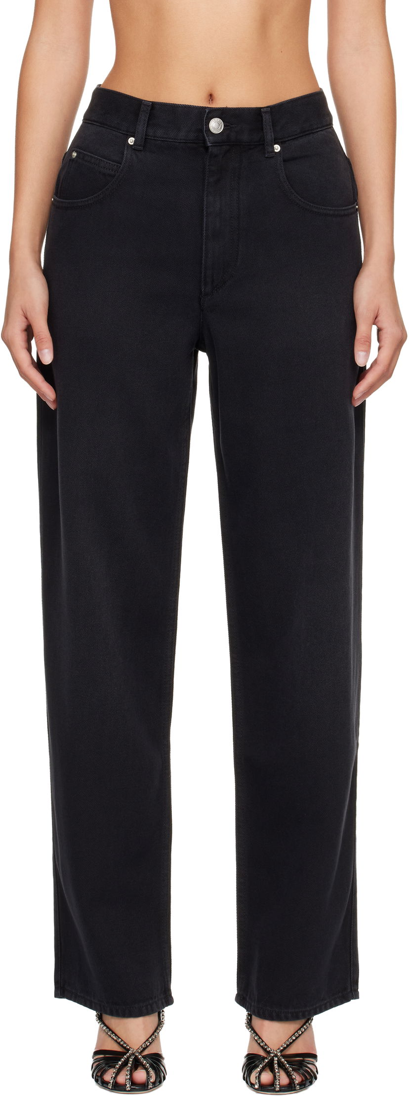 Jeans ISABEL MARANT Jenny High-Waisted Straight-Leg Jeans Musta | PA0590FA-B1H07I