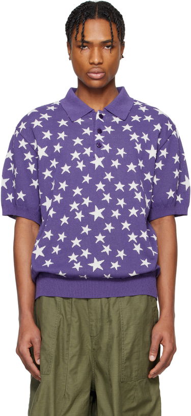 Poolopaita Needles NEEDLES Short Sleeve Star Knit Polo Violetti | QV375, 0