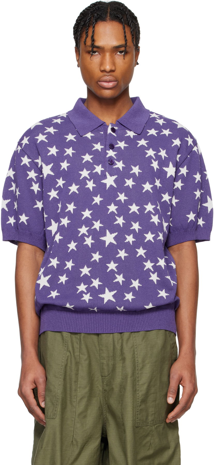 Poolopaita Needles NEEDLES Short Sleeve Star Knit Polo Violetti | QV375