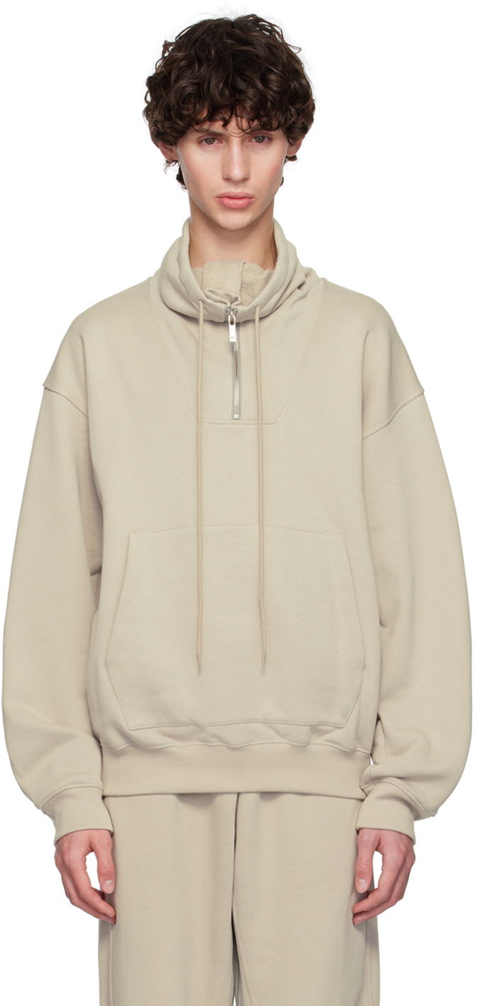 Huppari Helmut Lang Helmut Lang Funnel Neck Sweatshirt Beige | O04HM509