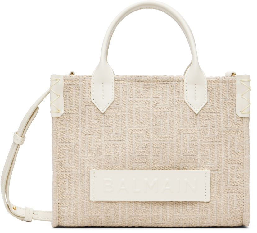 Kangaskassi Balmain B-Army Small Monogrammed Bag Beige | FN1FE818TJSQ
