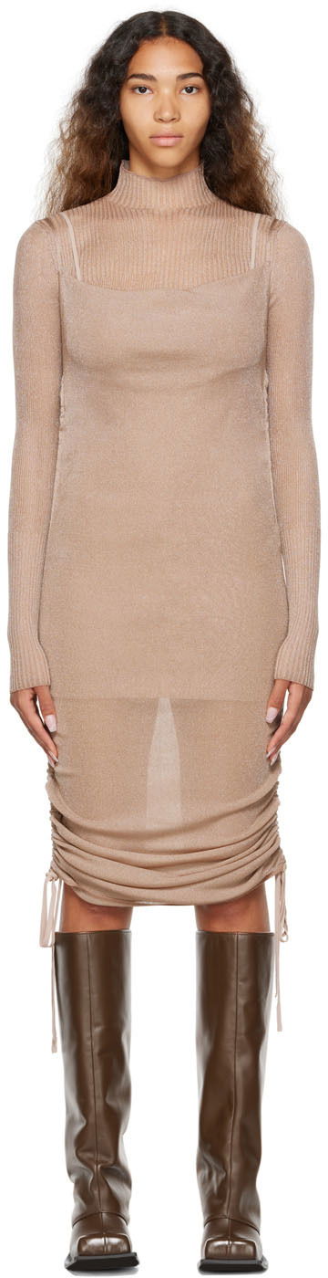 Mekko Dion Lee Dion Lee Drape Mini Dress Beige | A7620P22
