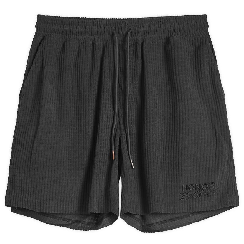 Shortsit Honor The Gift Honor the Gift Textured Knit Shorts, Size Large Musta | HTG250121-BLK