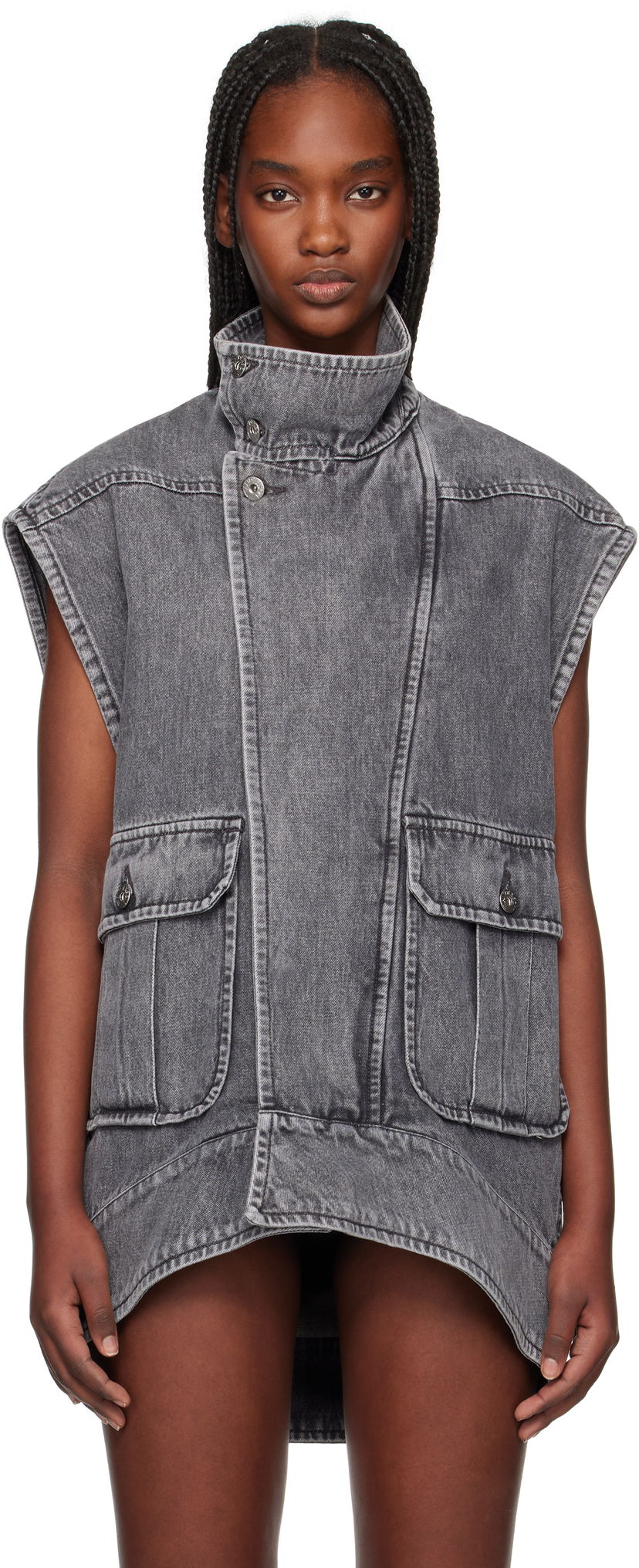 Liivi JW Anderson JW Anderson Oversized Sleeveless High Neck Vest Harmaa | DJ0037-PG1745