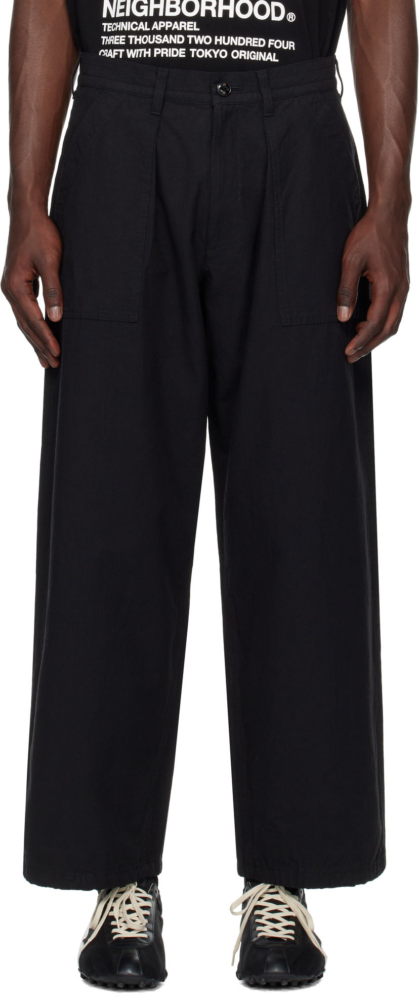 Housut Neighborhood Neighborhood Wide Baker Trousers Musta | 251ZANH-PTM07