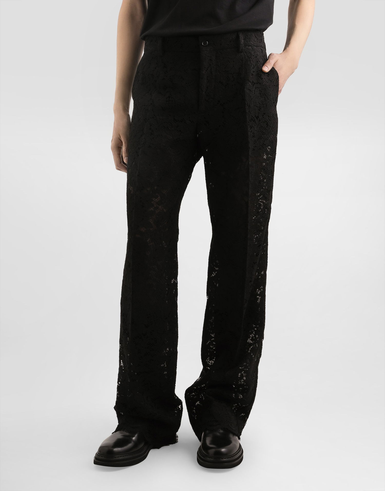 Housut Dolce & Gabbana Dolce & Gabbana Cordonetto Lace Trousers Musta | GP07CTHLM5EN0000, 1