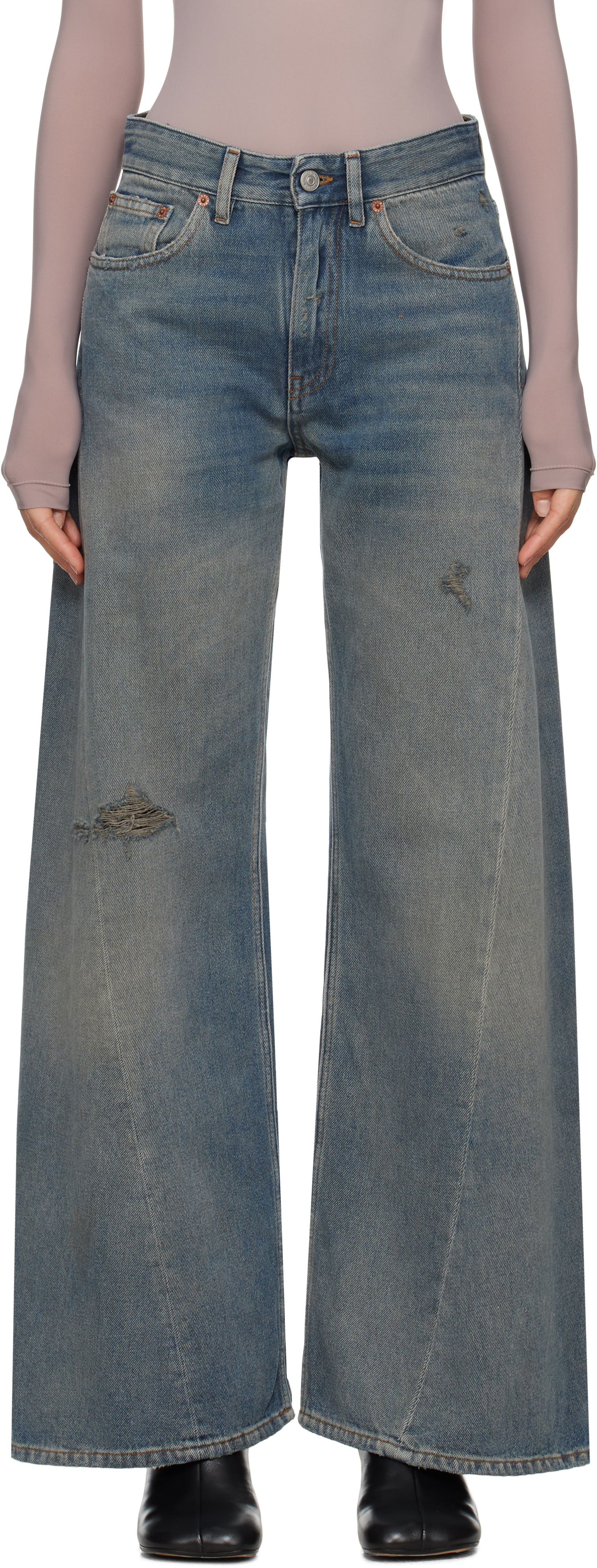 Jeans Maison Margiela MM6 Maison Margiela Distressed Wide-Leg Jeans Sininen | S52LA0238 M30017, 0