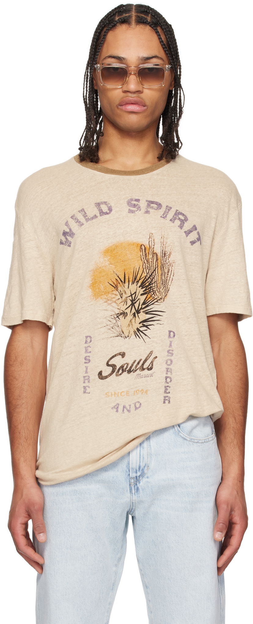 T-paita ISABEL MARANT Isabel Marant Honore Graphic T-Shirt Beige | 25PTS0052HC-C1N09H