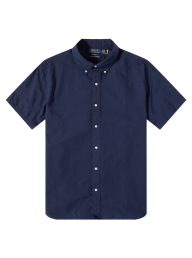 Paita Polo by Ralph Lauren Seersucker Short Sleeve Shirt Astoria Navy Tummansininen | 710906575003