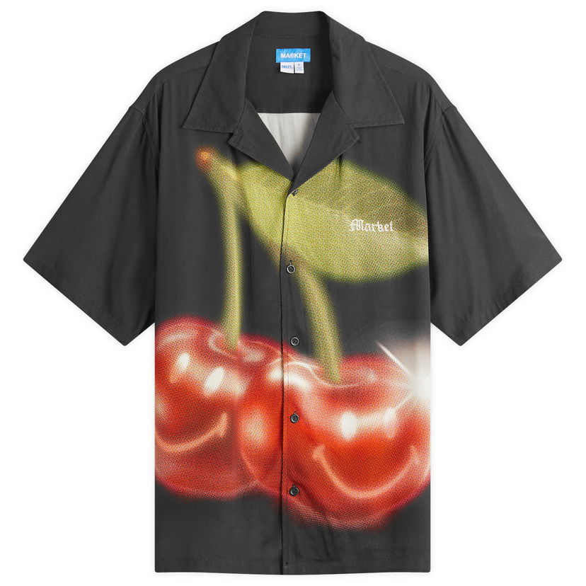 Paita MARKET Smiley Cherries Vacation Shirt, Size Large Musta | 369000165-BLK