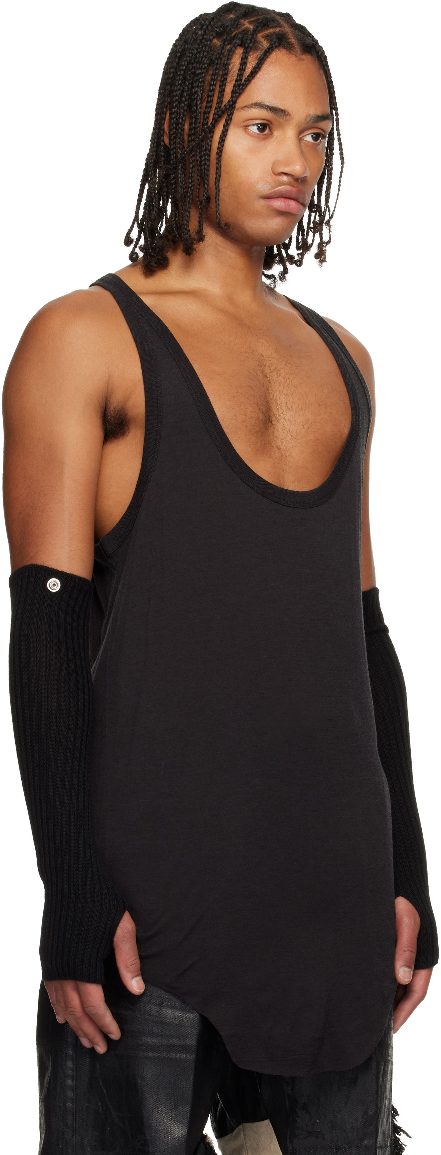 Tankkitoppi Rick Owens Concordians Pony Deep Scoop Neck Tank Top Musta | RR02E1101 JSW, 1