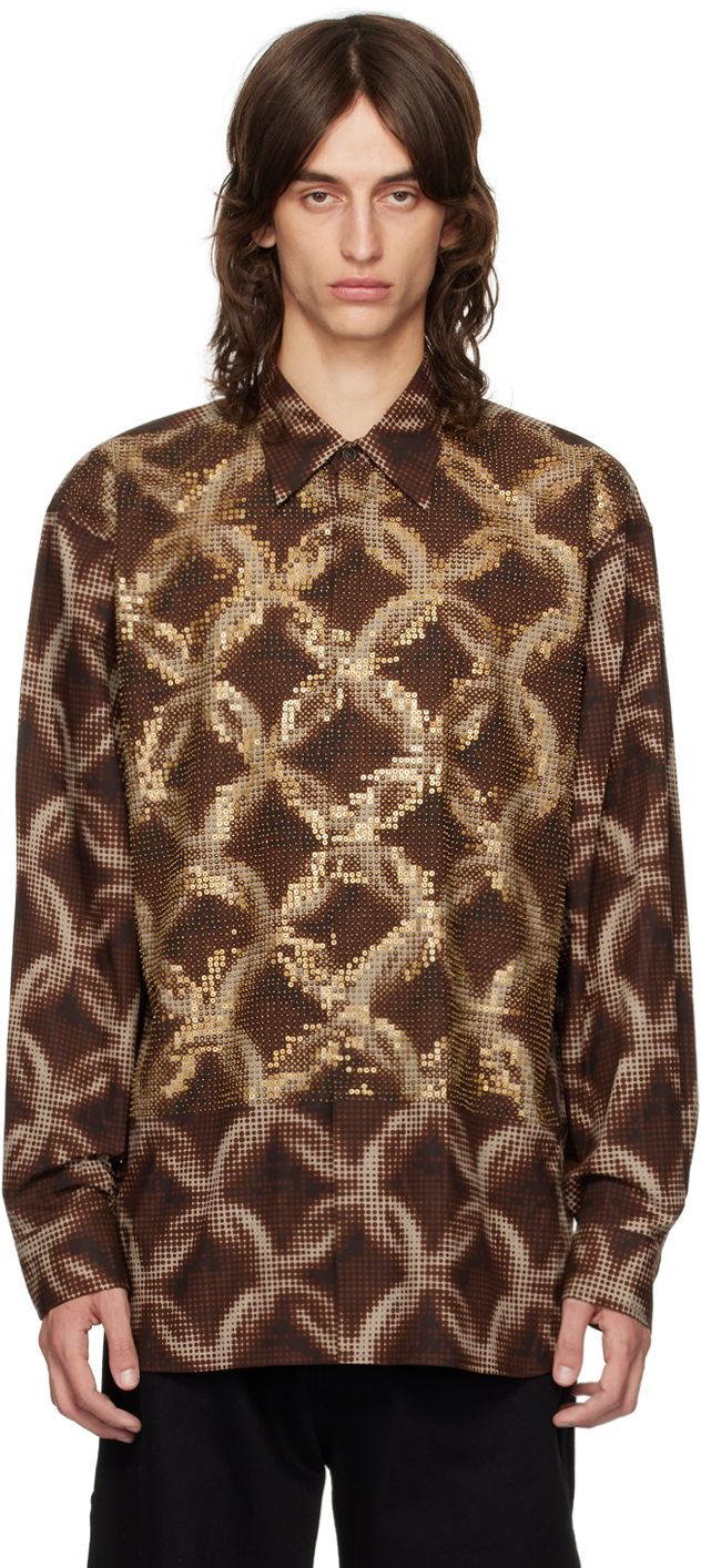 Paita Dries Van Noten Beaded Shirt Ruskea | 242-020745-9000