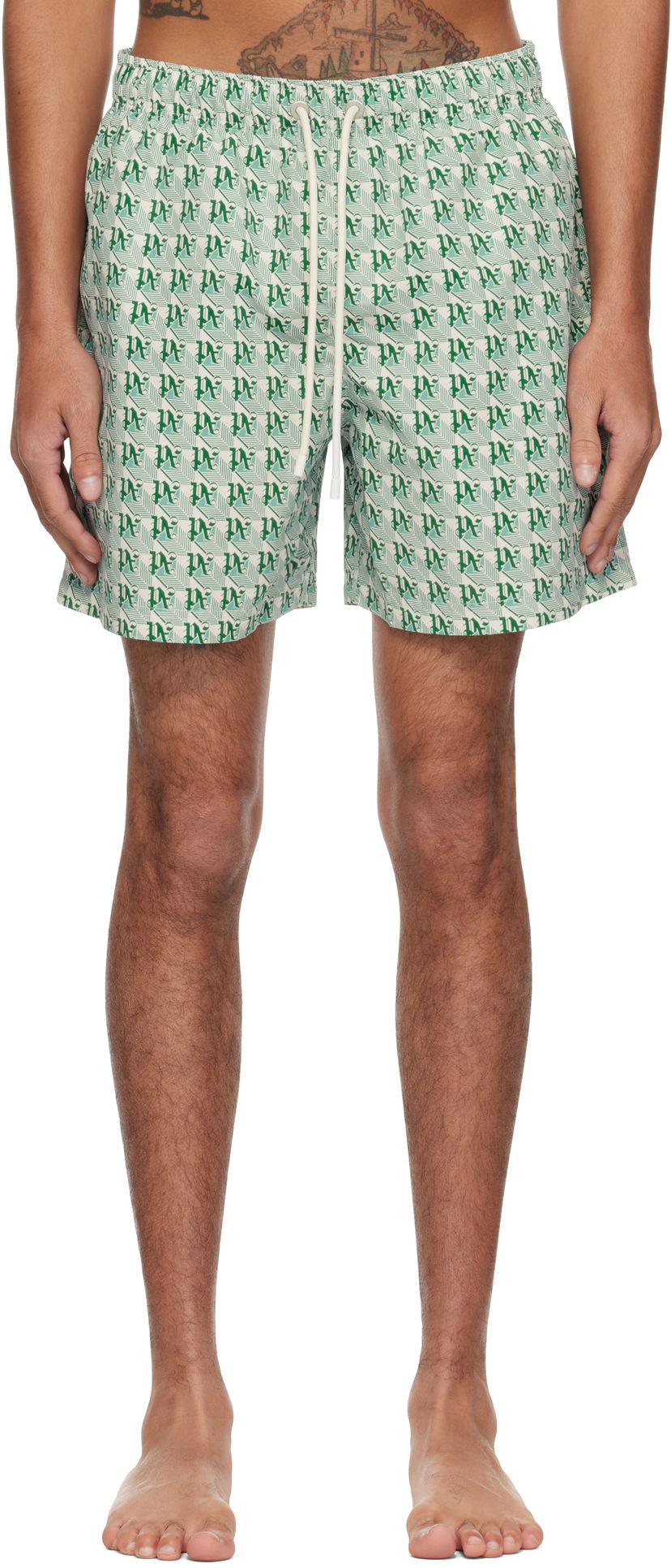 Uimapuvut Palm Angels Palm Angels 'PA' Diamond Print Swim Shorts Vihreä | PMFD012S25FAB004550B