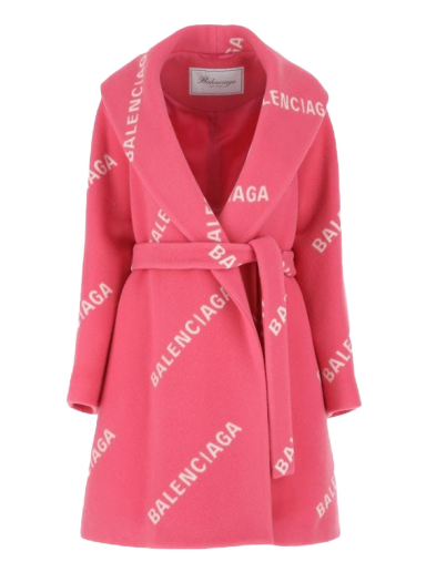 Takit Balenciaga Printed Wool Blend Coat Vaaleanpunainen | BCA121SWE01601RED