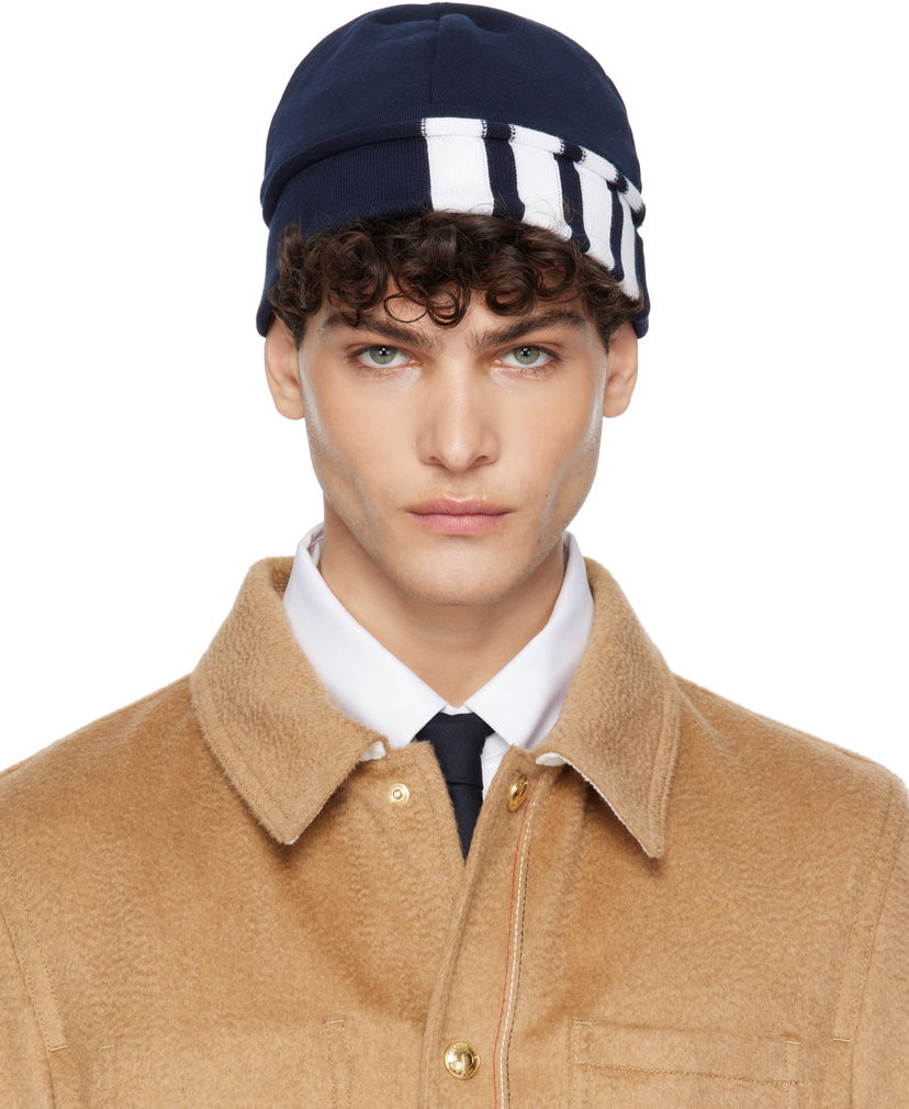 Pipo Thom Browne Jersey 4-Bar Loopback Beanie Sininen | UJH001A-03037