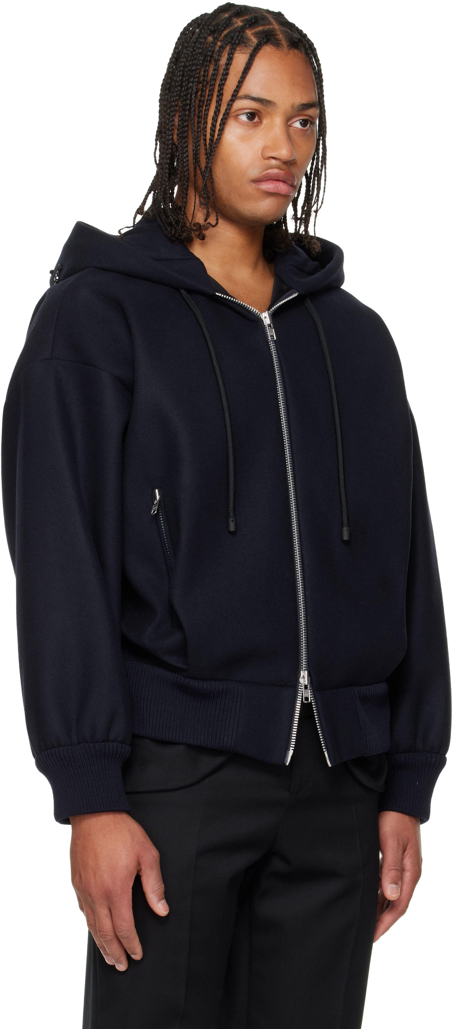Bomber-takki Simone Rocha Simone Rocha Hooded Zip Bomber Jacket Tummansininen | 6145B 1265, 1